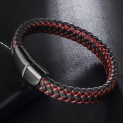 Black And Red Leather Bracelet