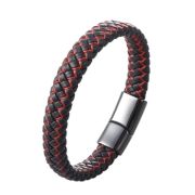 Black And Red Leather Bracelet