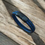 Black And Blue Leather Bracelet