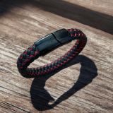 Black And Red Leather Bracelet