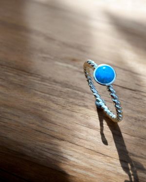 Blue Opal Twisted Ring