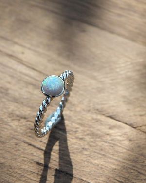 White Opal Twisted Ring