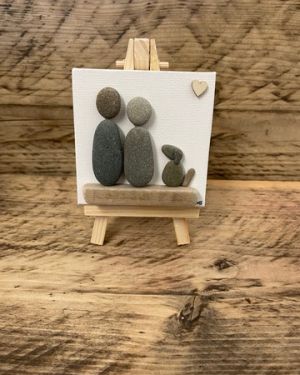 Two Adults & A Dog Pebble Canvas
