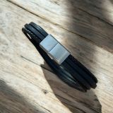 Black Multistrand Leather Bracelet
