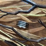 Silver and Black Striped Ring