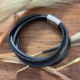 Black Multistrand Leather Bracelet