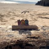 Houses and Seagull Driftwood Decoration