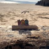 Houses and Seagull Driftwood Decoration