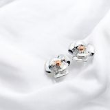 Silver and Rose Gold Flower Studs