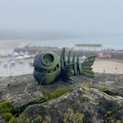 Black And Green Fish Skeleton