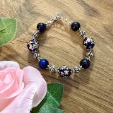 Blue Floral Tiger's Eye Bracelet