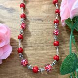 Red Floral Tiger's Eye Necklace