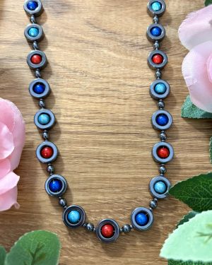 Red And Blue Hematite Necklace
