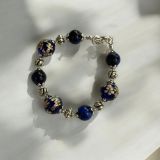 Blue Floral Tiger's Eye Bracelet