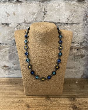 Blue And Yellow Hematite Necklace