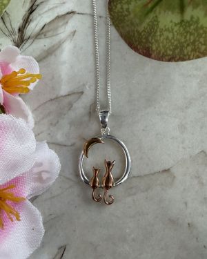 Cats On The Moon Necklace
