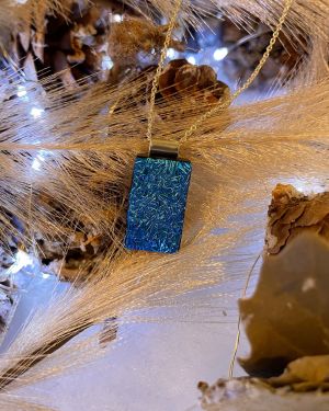 Blue Dichroic Glass Necklace