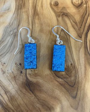 Blue Dichroic Glass Earrings