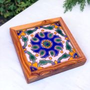 Square Olivewood Ceramic Tray