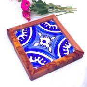 Square Olivewood Ceramic Tray