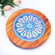 Small Round Olivewood Ceramic Tray