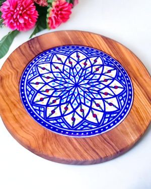 Small Round Olivewood Ceramic Tray