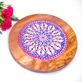 Small Round Olivewood Ceramic Tray