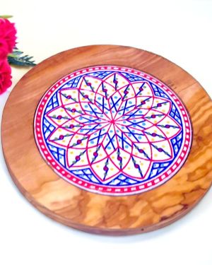 Small Round Olivewood Ceramic Tray