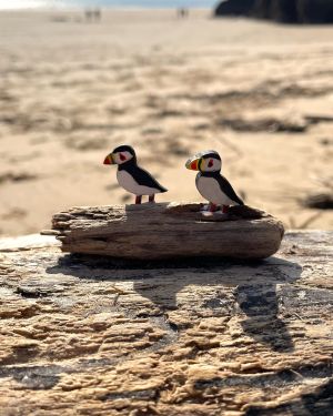 Puffins Driftwood Decoration
