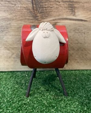 Ceramic Red Sheep Ornament