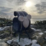 Large Ceramic Black Ram Ornament
