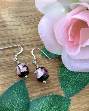 Pink Floral Glass Earrings