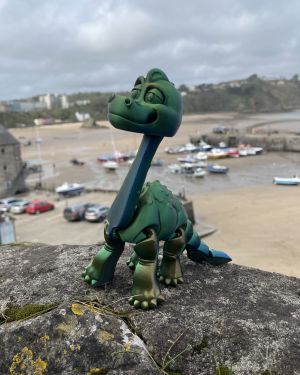 Happy Green And Blue Dinosaur