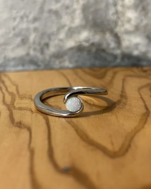 White Opal Orb Ring
