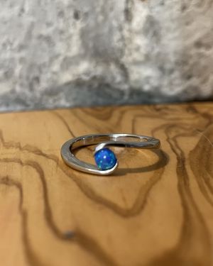 Blue Opal Orb Ring