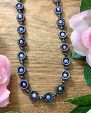 Pink And Purple Hematite Necklace