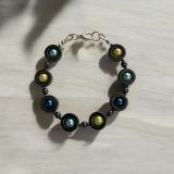 Blue And Yellow Hematite Bracelet