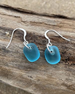 Light Blue Sea Glass Earrings