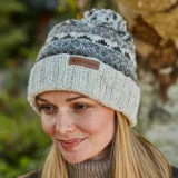 Classic Fairisle Natural Bobble Beanie