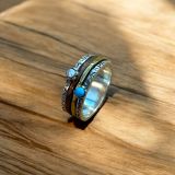 Blue And White Opal Spinner Ring