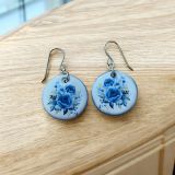 Ceramic Blue Flower Earrings