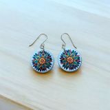Ceramic Flower Circle Earrings