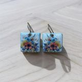 Ceramic Flower Square Earrings