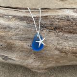 Dark Blue Sea Glass Necklace