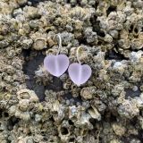 Pink Sea Glass Heart Earrings