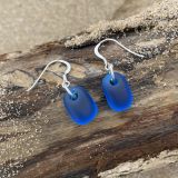 Dark Blue Sea Glass Earrings