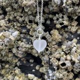 White Sea Glass Heart Necklace