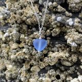 Blue Sea Glass Heart Necklace