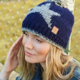 Navy Star Bobble Beanie