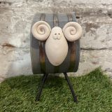 Large Ceramic Grey Ram Ornament